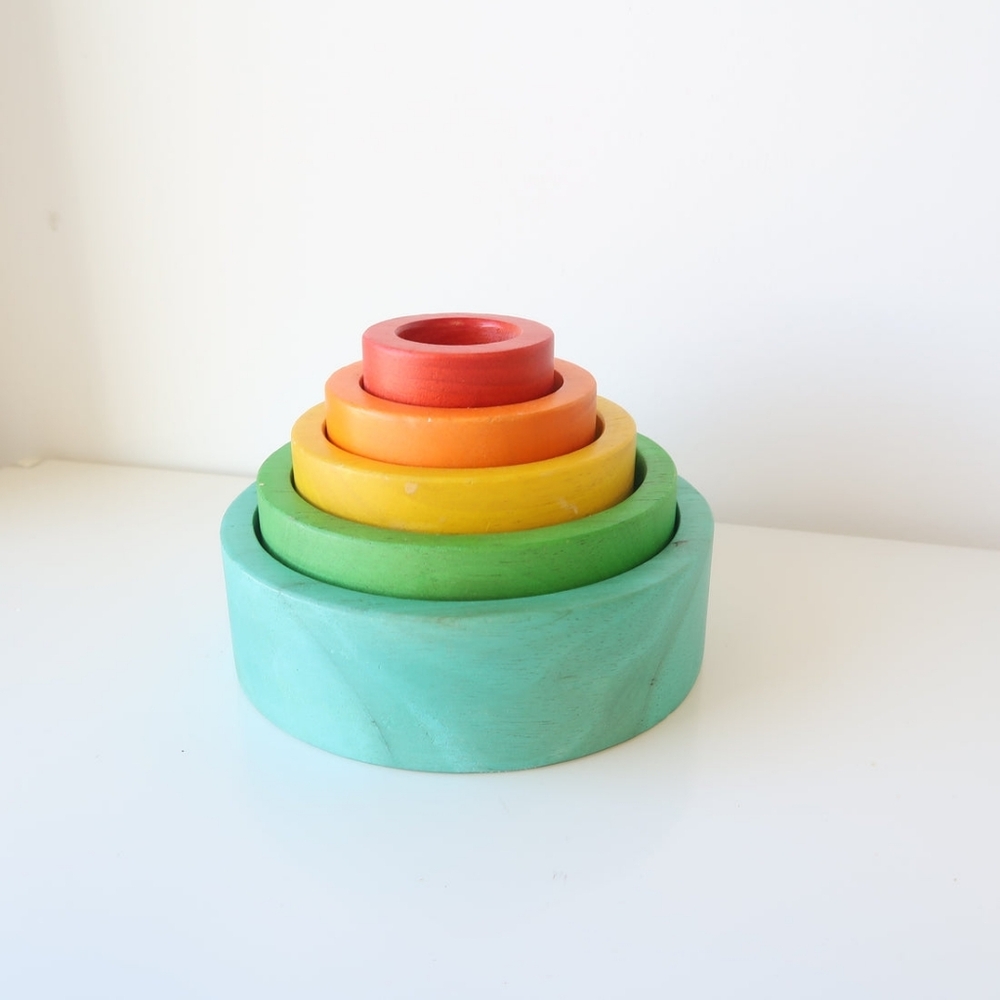 Qtoys Colored Wooden Bowls